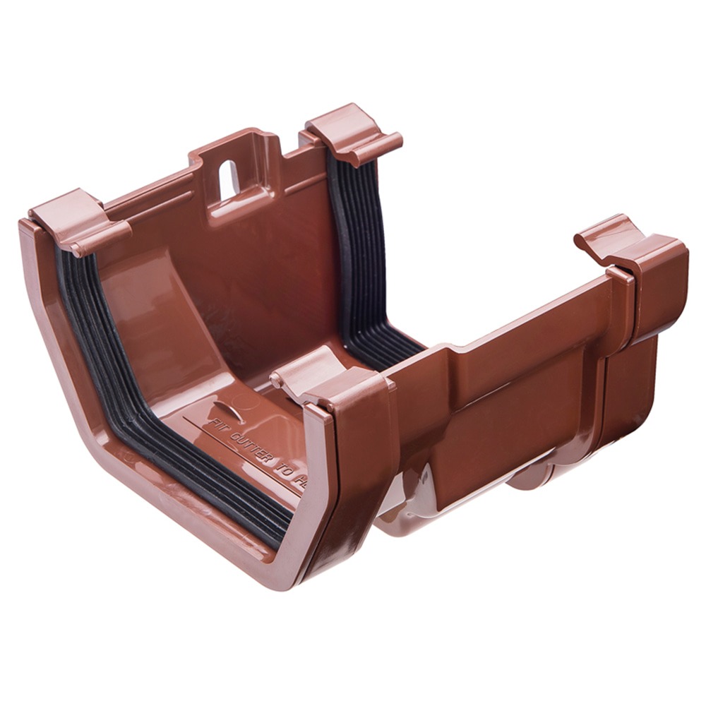 Brown 117mm Square To Cast Iron Ogee Left Hand Gutter Adaptor (Kayflow)