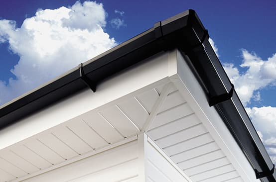 Fascias and upvc soffit boards fitted to the roofline of a house